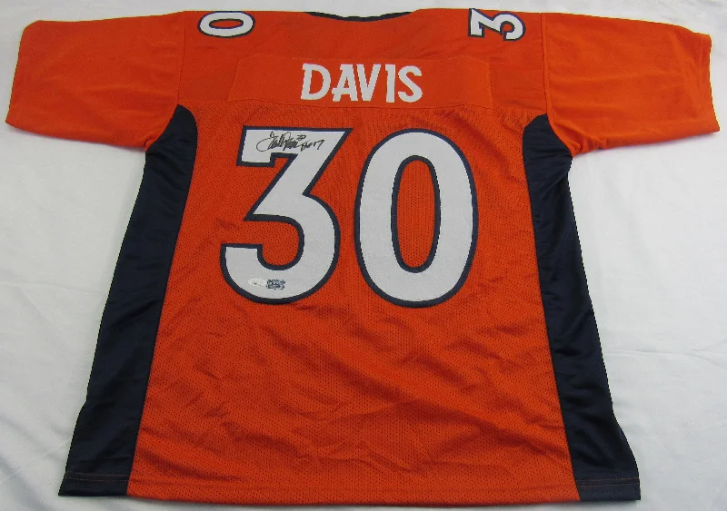 Terrell Davis Signed Broncos Orange Jersey w/ HOF Insc JSA COA