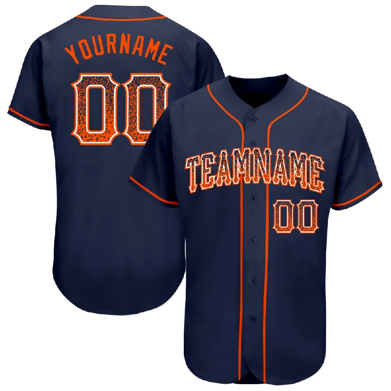 Custom Navy Orange-White Authentic Drift Fashion Baseball Jersey