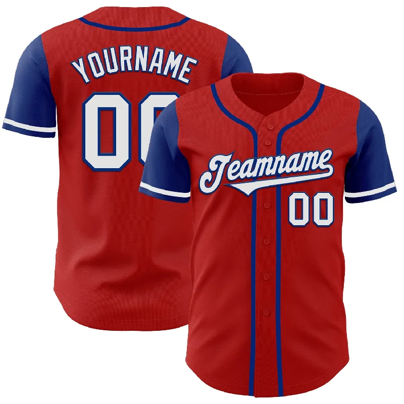 Custom Red White-Royal Authentic Two Tone Baseball Jersey