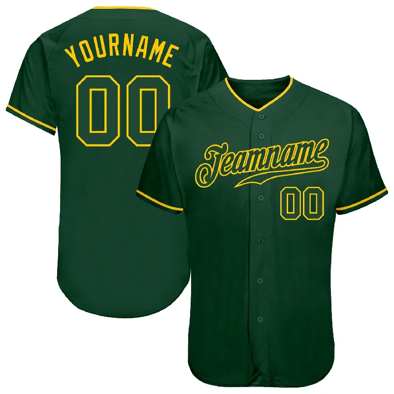 Custom Green Green-Gold Authentic Baseball Jersey