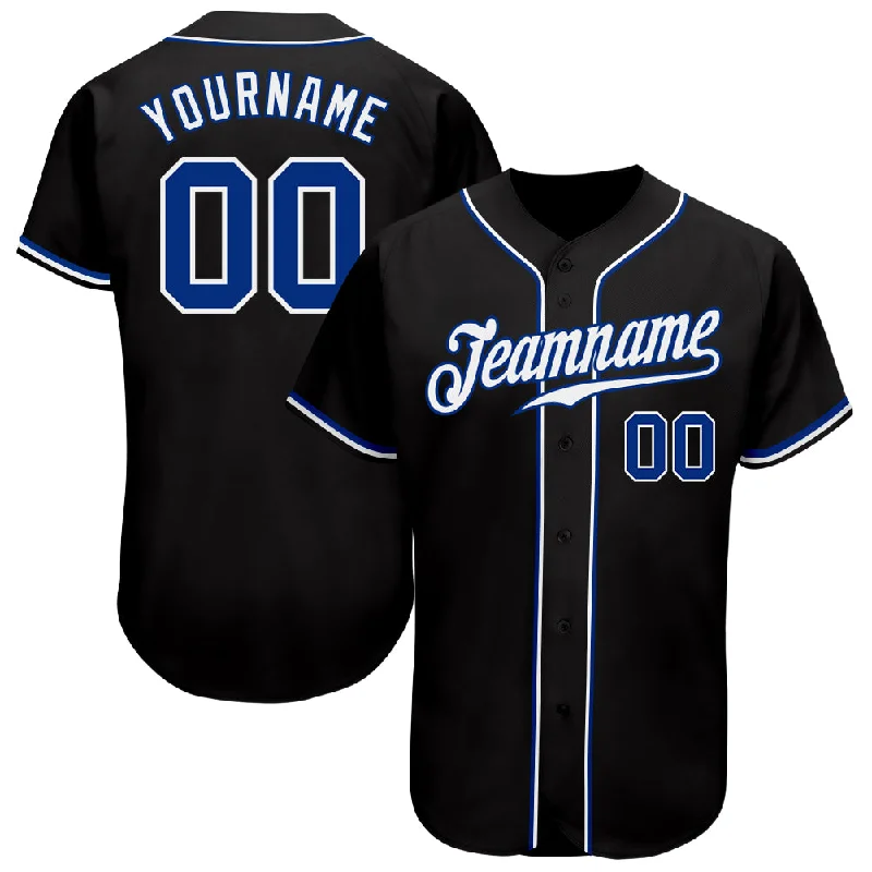 Custom Black Royal-White Authentic Baseball Jersey