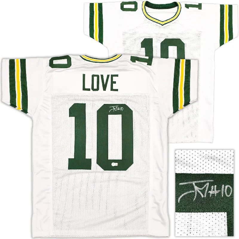 Green Bay Packers Jordan Love Autographed White Jersey Beckett BAS Witness