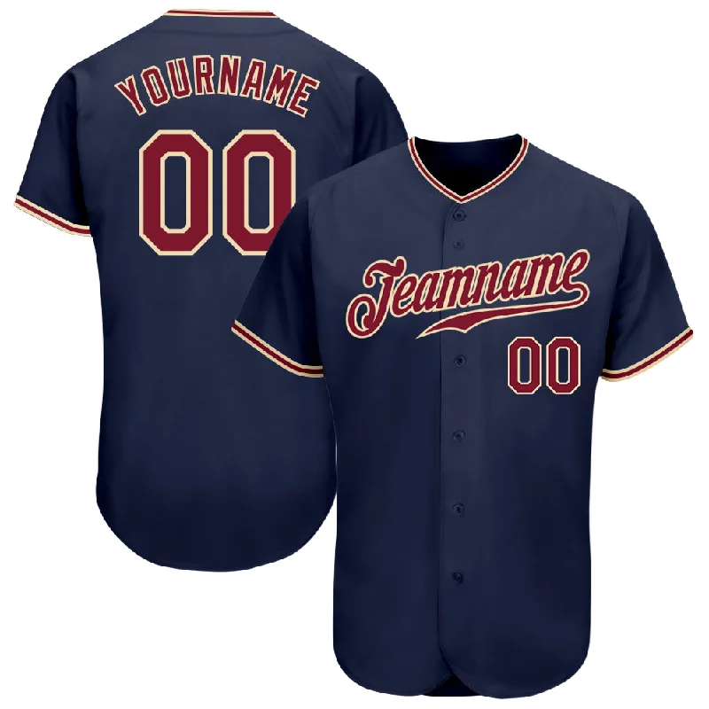 Custom Navy Crimson-City Cream Authentic Baseball Jersey