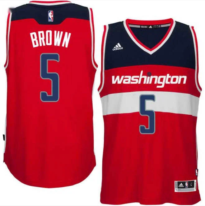 Men's Washington Wizards #5 Kwame Brown Stitched Basketball Jersey