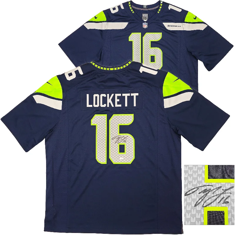 Seattle Seahawks Tyler Lockett Autographed Blue Nike On Field Jersey Size XXL MCS Holo