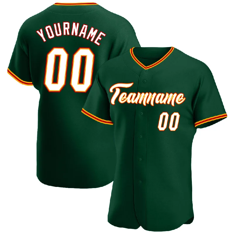 Custom Green White-Gold Authentic Baseball Jersey