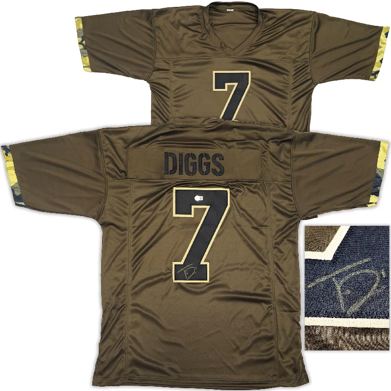 Dallas Cowboys Trevon Diggs Autographed Army Green Jersey Beckett BAS Witness