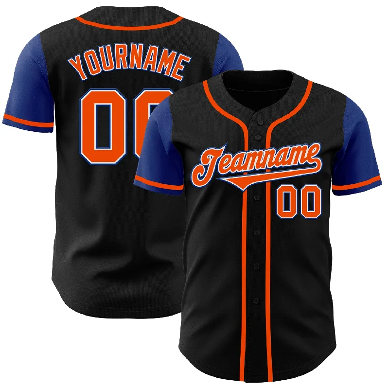 Custom Black Orange-Royal Authentic Two Tone Baseball Jersey