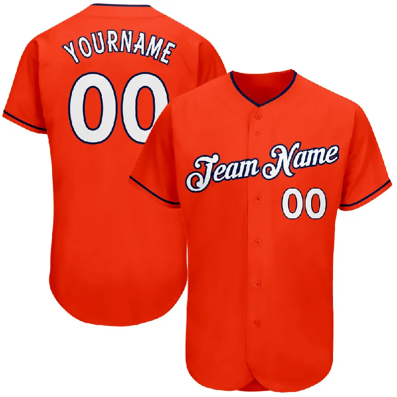 Custom Orange White-Navy Authentic Baseball Jersey