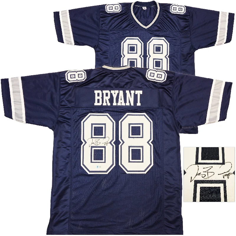 Dallas Cowboys Dez Bryant Autographed Navy Jersey Beckett BAS Witness