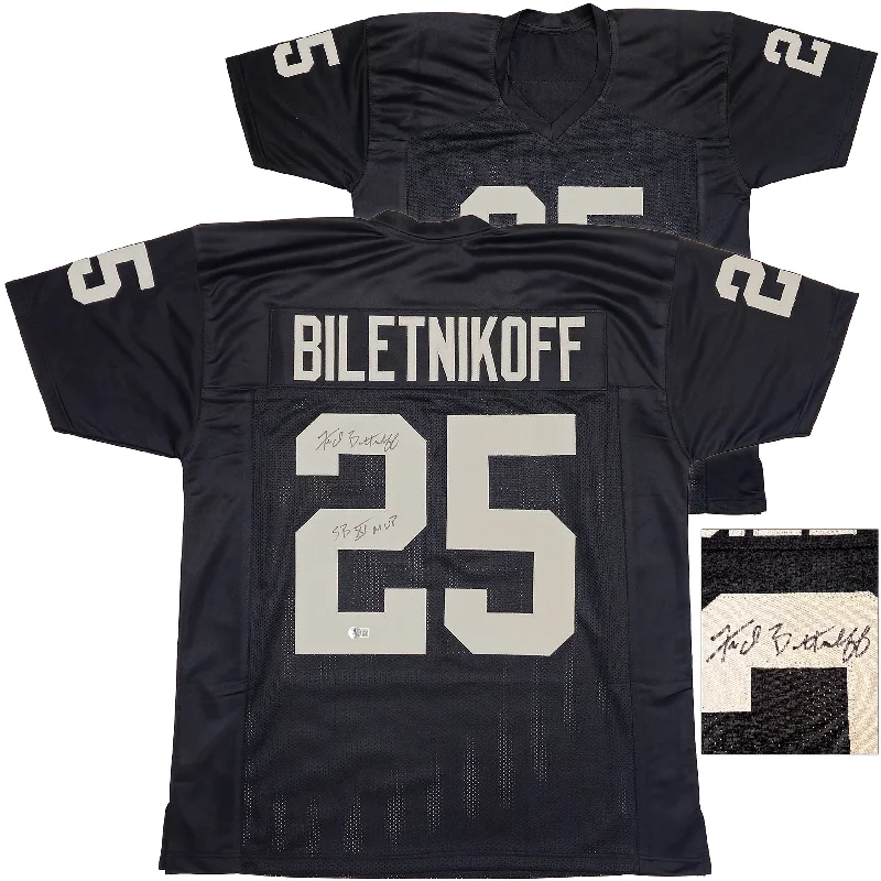 Oakland Raiders Fred Biletnikoff Autographed Black Jersey "SB XI MVP" Beckett BAS Witness