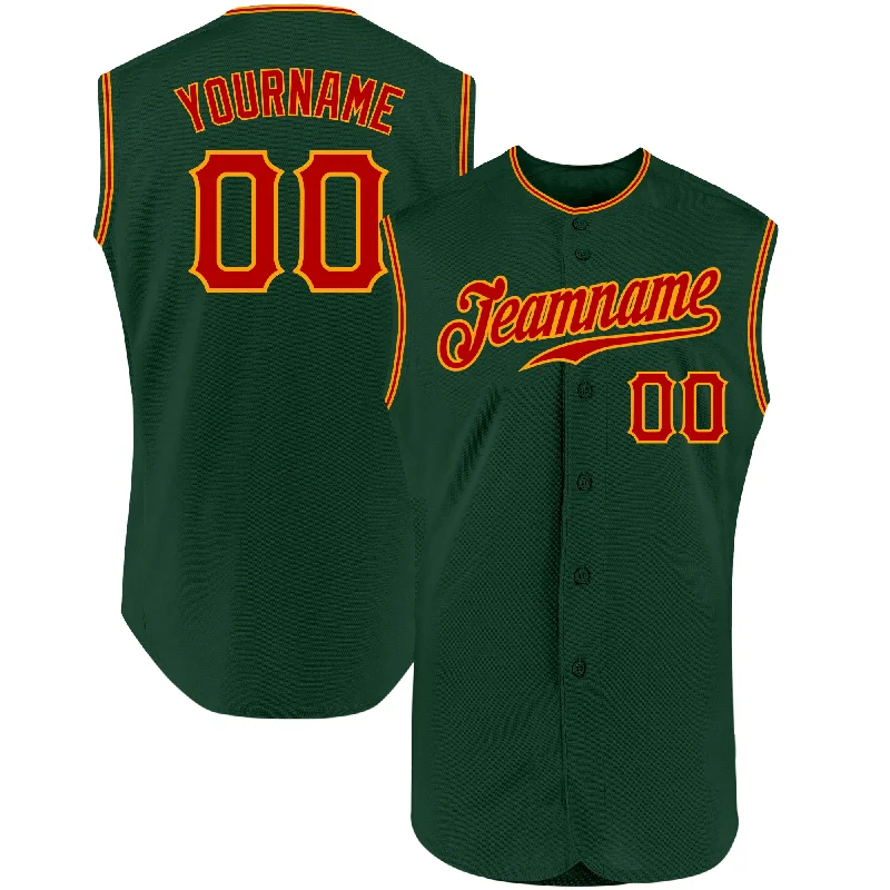 Custom Green Gray-White Authentic Sleeveless Baseball Jersey