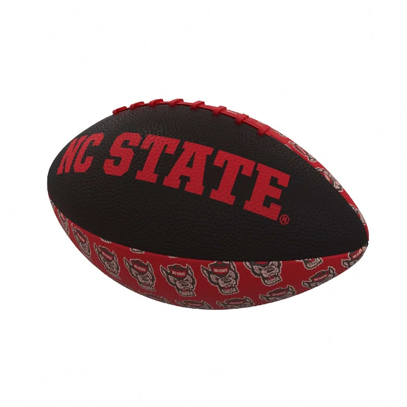 NC State Repeating Mini-Size Rubber Football