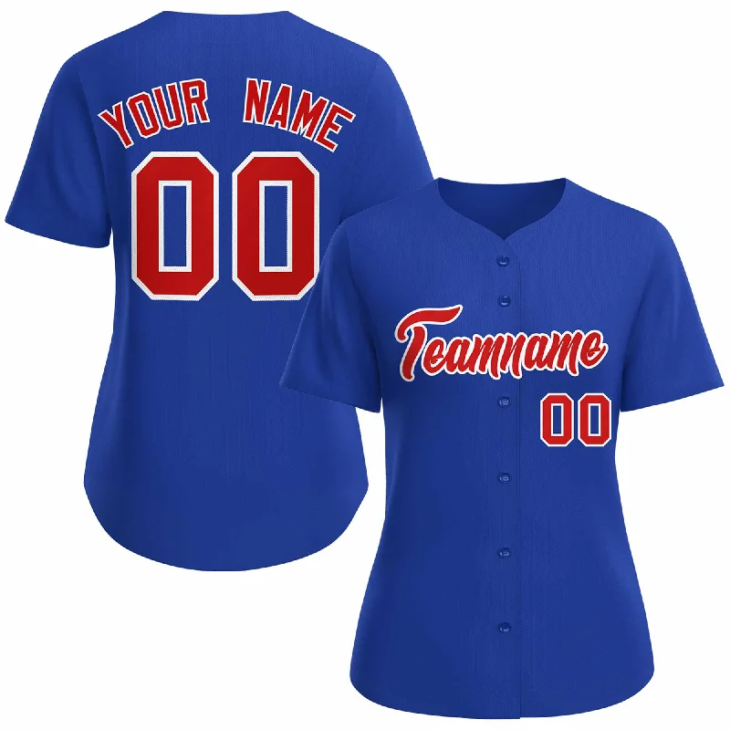 Custom Royal Red White Classic Style Baseball Jersey for Women