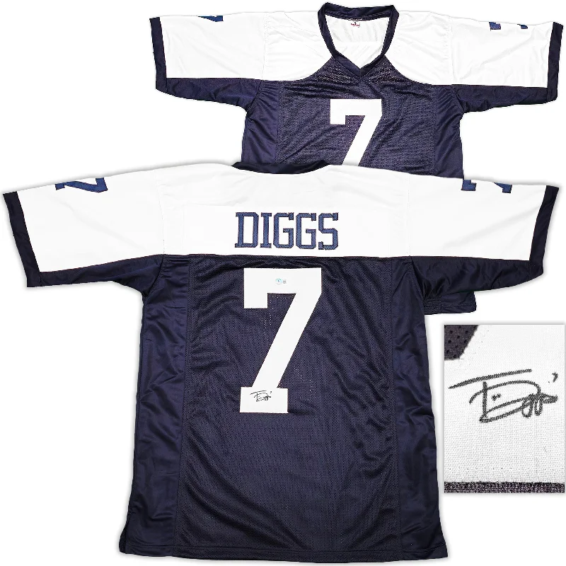 Dallas Cowboys Trevon Diggs Autographed Blue & White Jersey Beckett BAS QR