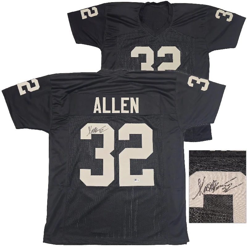 Oakland Raiders Marcus Allen Autographed Black Jersey Beckett BAS Witness