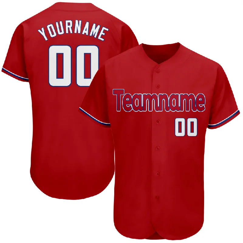 Custom Red White-Royal Authentic Baseball Jersey