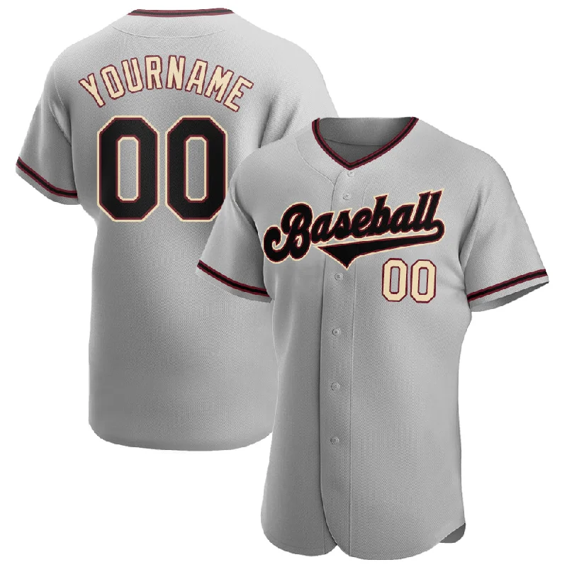 Custom Gray Black-City Cream Authentic Baseball Jersey