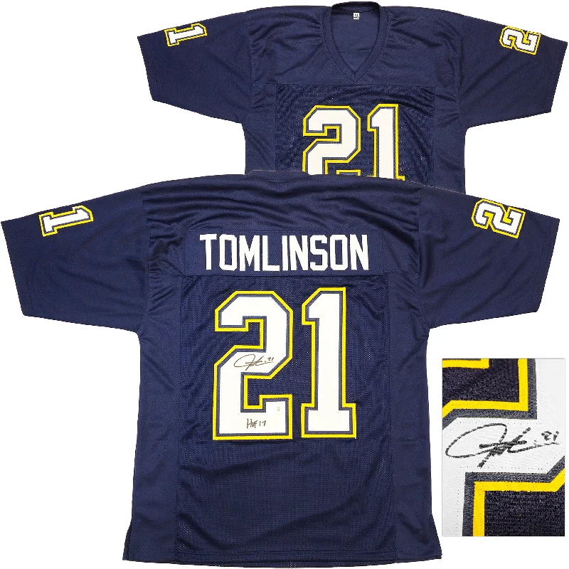 San Diego Chargers LaDainian Tomlinson Autographed Dark Blue Jersey "HOF 17" Beckett BAS Witness