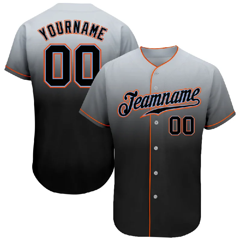 Custom Gray Black-Powder Blue Authentic Fade Fashion Baseball Jersey