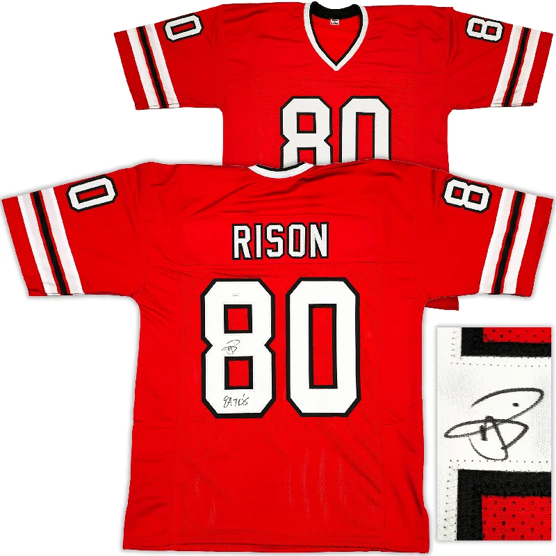 Atlanta Falcons Andre Rison Autographed Red Jersey "84 TD" JSA