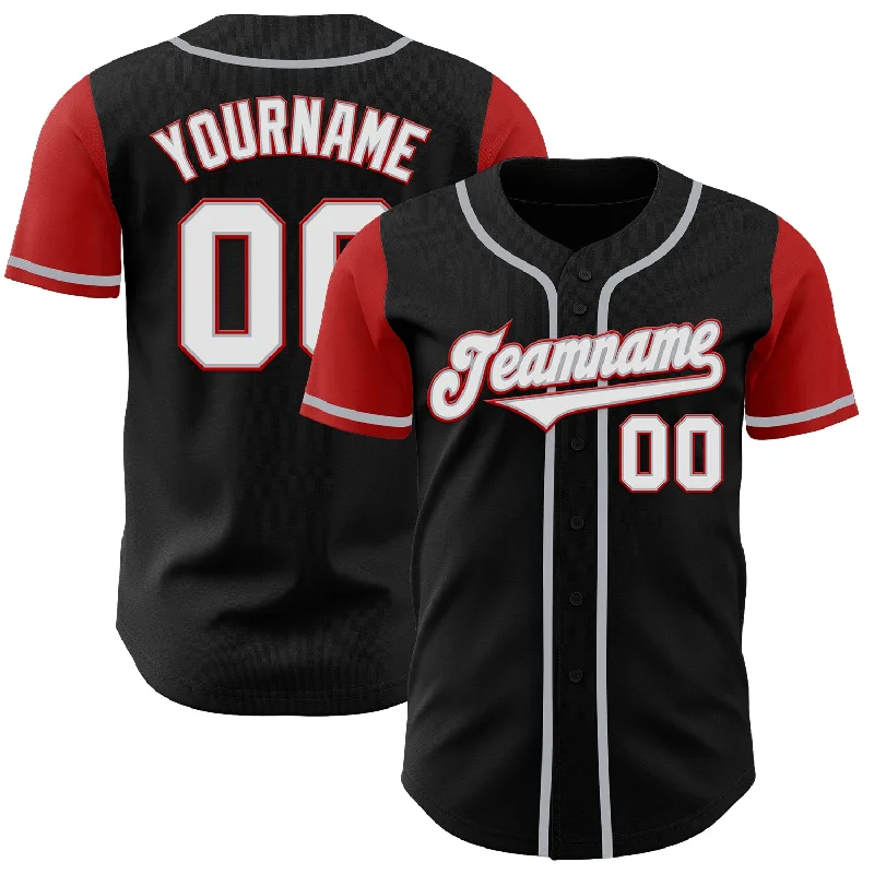 Custom Black White-Red Authentic Two Tone Baseball Jersey