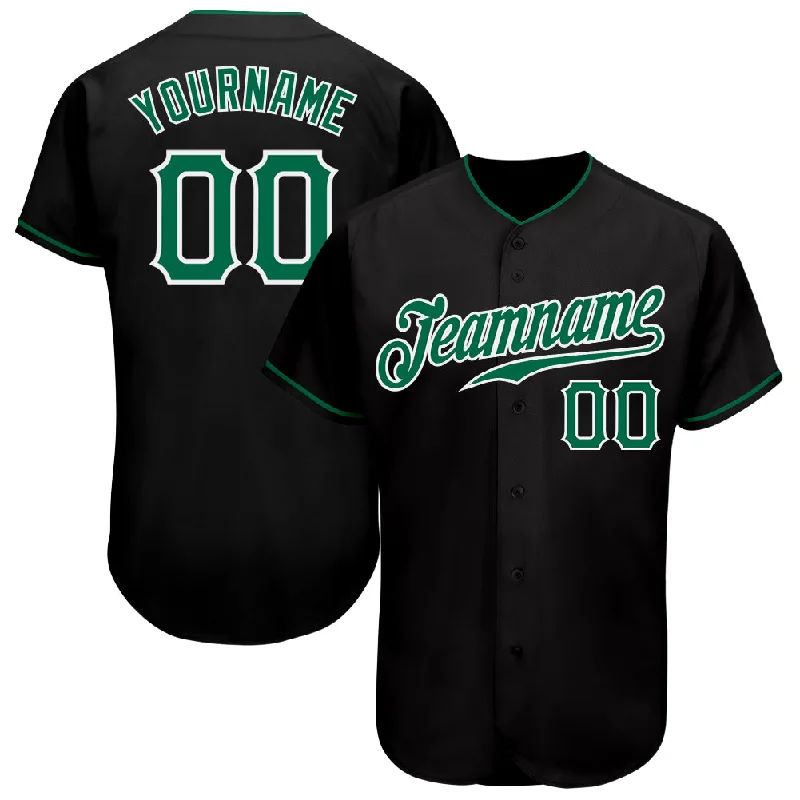 Custom Black Kelly Green-White Authentic Baseball Jersey