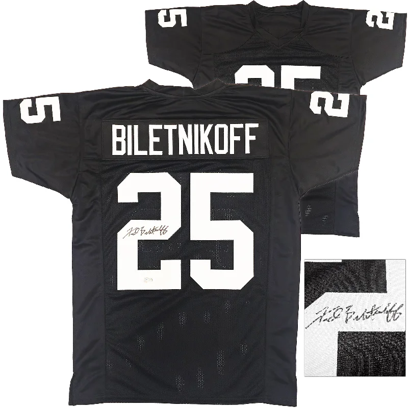 Oakland Raiders Fred Biletnikoff Autographed Black Jersey Beckett BAS Witness