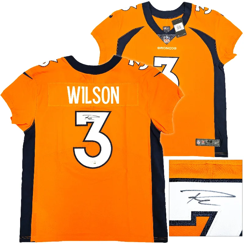 Denver Broncos Russell Wilson Autographed Orange Nike Elite Jersey Size 48 Fanatics Holo