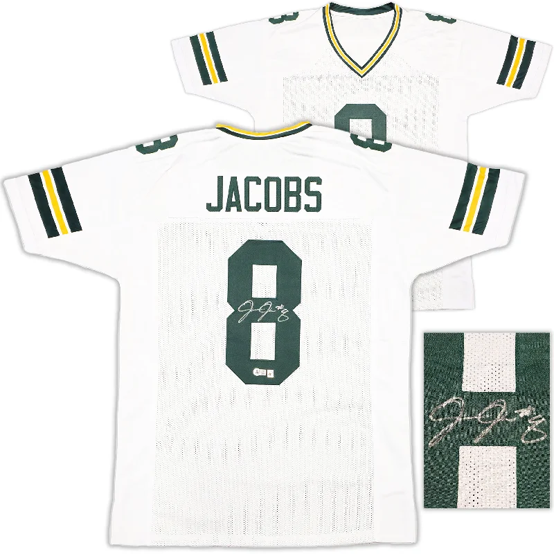 Green Bay Packers Josh Jacobs Autographed White Jersey Beckett BAS Witness