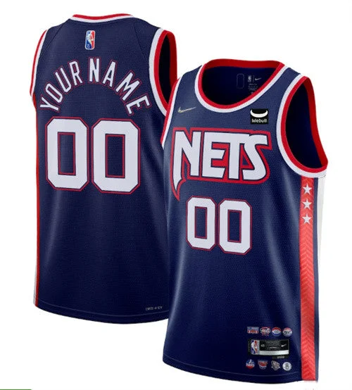 Men's Brooklyn Nets Active Player Custom2021/22 Navy Swingman City Edition 75th Anniversary Stitched Basketball Jersey