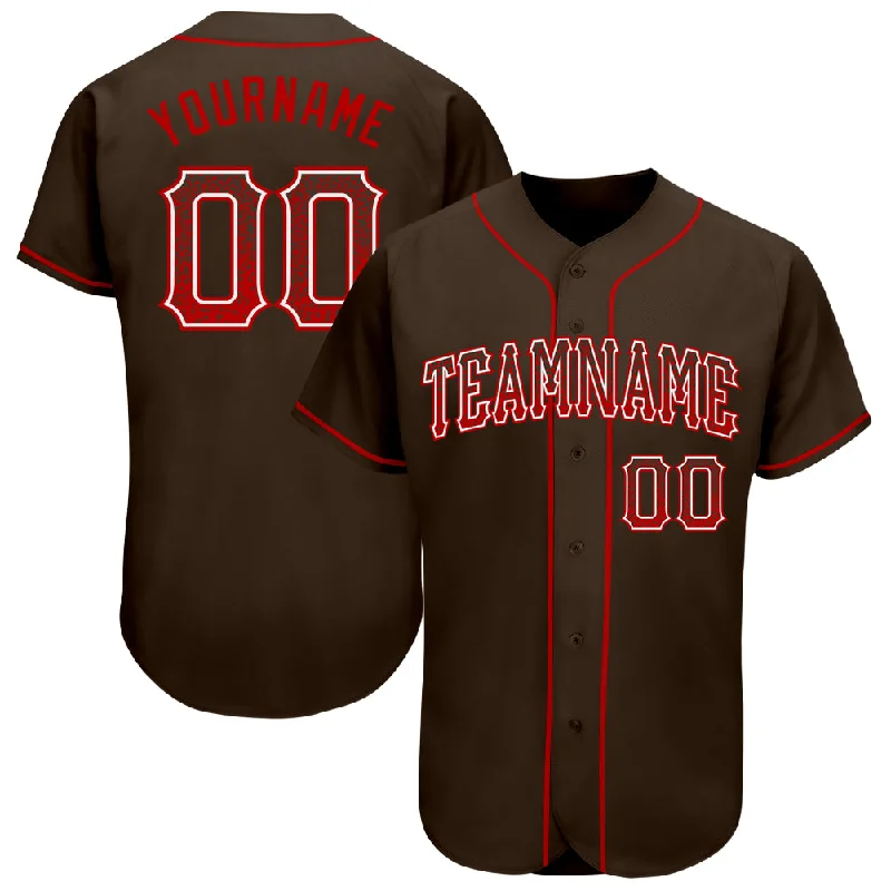 Custom Brown Red-White Authentic Drift Fashion Baseball Jersey