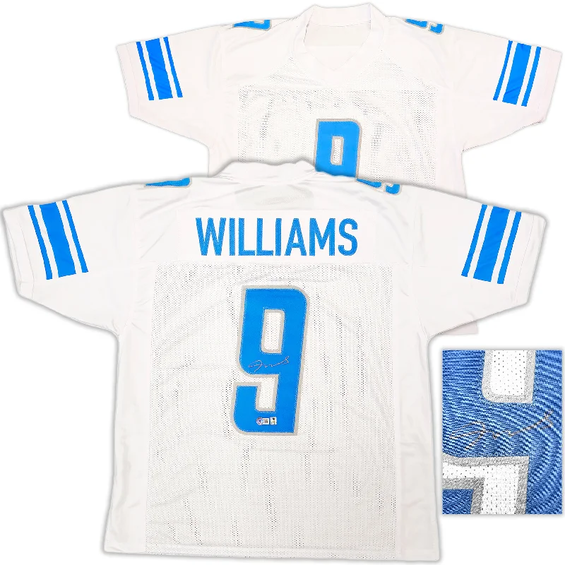 Detroit Lions Jameson Williams Autographed White Jersey Beckett BAS Witness