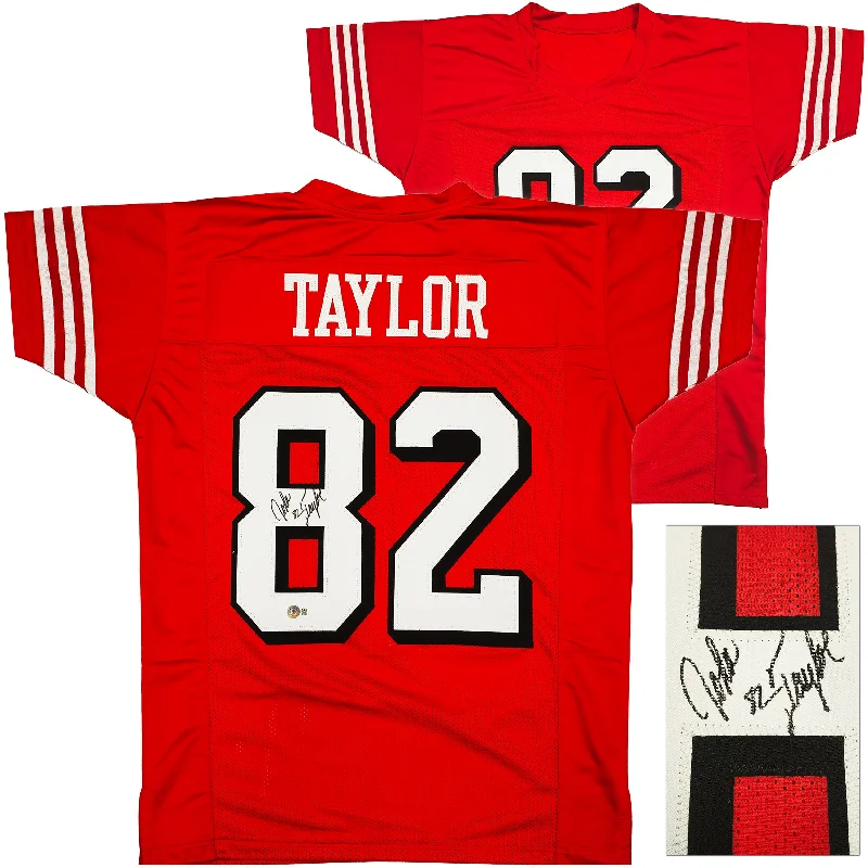 San Francisco 49ers John Taylor Autographed Red Jersey Beckett BAS Witness