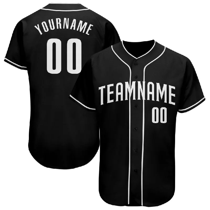 Custom Black White Authentic Baseball Jersey