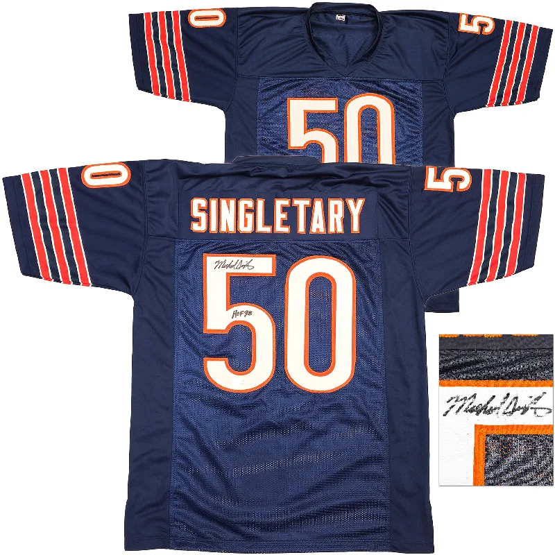 Chicago Bears Mike Singletary Autographed Blue Jersey "HOF 98" Beckett BAS Witness