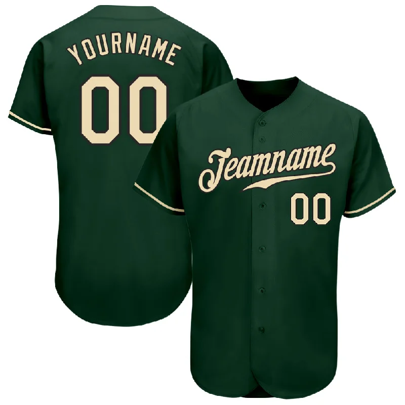 Custom Green Cream-Black Authentic Baseball Jersey