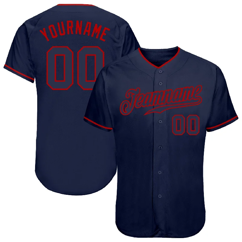 Custom Navy Navy-Red Authentic Baseball Jersey