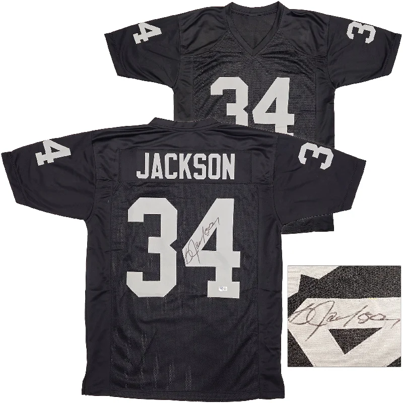 Oakland Raiders Bo Jackson Autographed Black Jersey Beckett BAS Witness