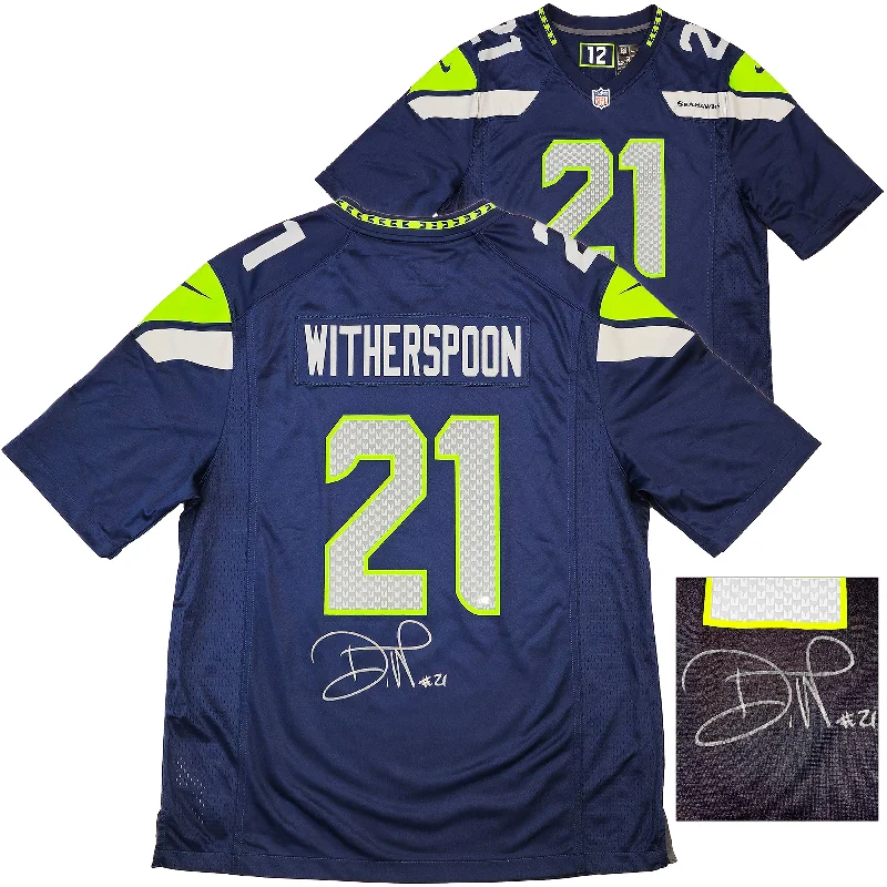 Seattle Seahawks Devon Witherspoon Autographed Blue Nike Jersey Size XL MCS Holo